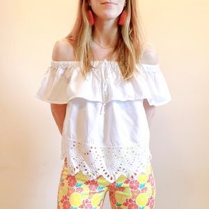 Madewell white eyelet off the shoulder top